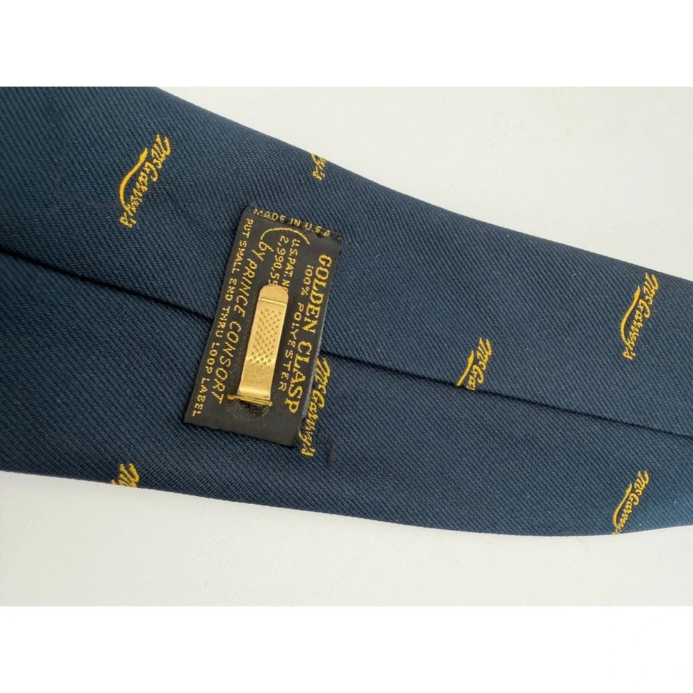 Prince Consort McGarvey's Annapolis MD Navy Blue Golden Clasp Vintage Tie